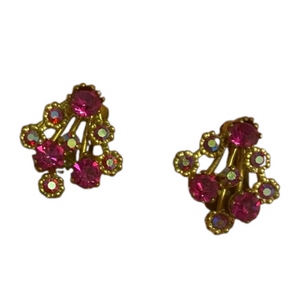 Glamorous 1940's Austrian Crystal Clip on Earrings